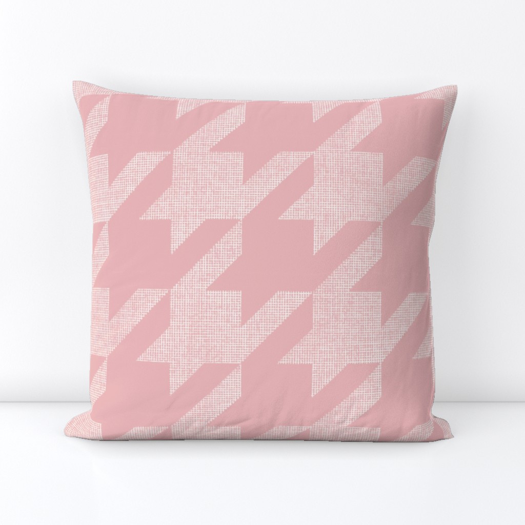 houndstooth_weave - all white_ true pink - hand drawn textured geometric plaid