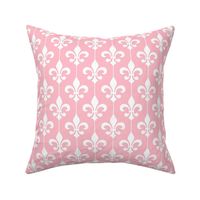 Smaller Scale Fleur De Lis White on Baby Pink