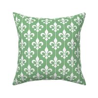 Smaller Scale Fleur De Lis White on Fresh Green