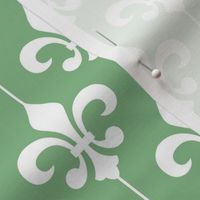 Smaller Scale Fleur De Lis White on Fresh Green