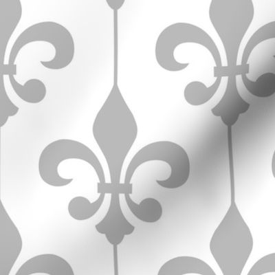 Bigger Scale Fleur De Lis Cloud Grey on White