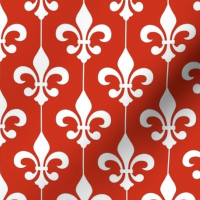 Smaller Scale Fleur De Lis White on Rustic Red