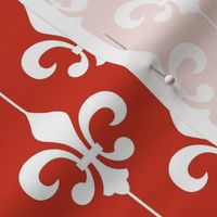 Smaller Scale Fleur De Lis White on Rustic Red