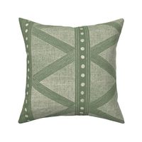 Tribal Geometric Weave - pale grey chalk_ traditional green - texture border stripes