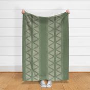 Tribal Geometric Weave - pale grey chalk_ traditional green - texture border stripes