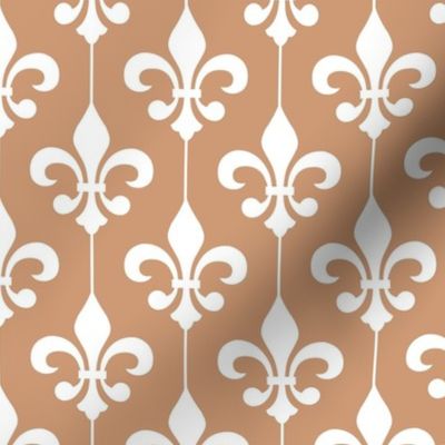 Smaller Scale Fleur De Lis White on Earthy Sand