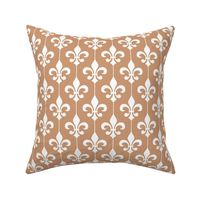 Smaller Scale Fleur De Lis White on Earthy Sand