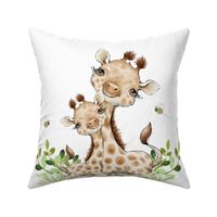 Safari Animals Giraffe and Baby Nursery Bedding Pillow Bee