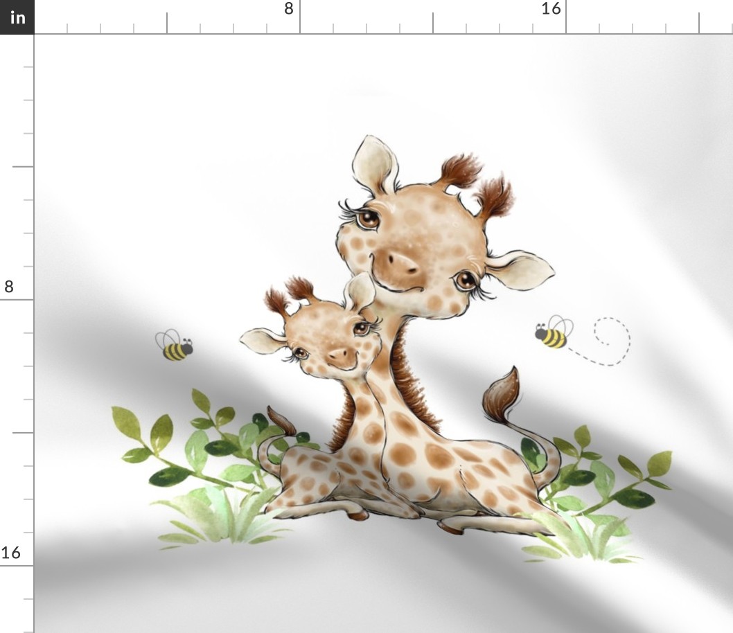 Safari Animals Giraffe and Baby Nursery Bedding Pillow Bee