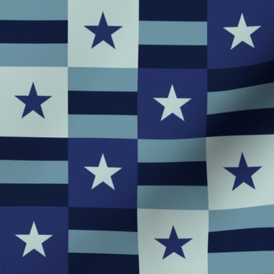 Americana Summer: Stars and Stripes Checked (Navy, Teal, Sky Blue)