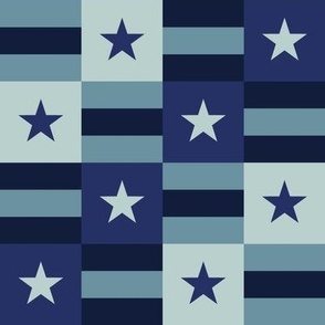 Americana Summer: Stars and Stripes Checked (Navy, Teal, Sky Blue)