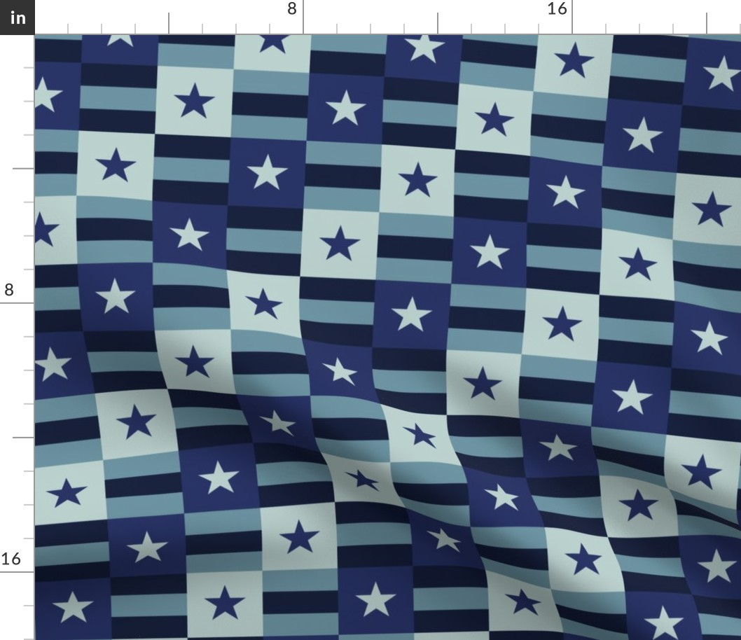 Americana Summer: Stars and Stripes Checked (Navy, Teal, Sky Blue)