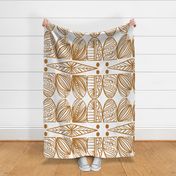 Bold Caribbean Mudcloth: Chic Tribal White, Gold Mustard, Large