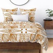 Bold Caribbean Mudcloth: Chic Tribal White, Gold Mustard, Large