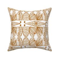 Bold Caribbean Mudcloth: Chic Tribal White, Gold Mustard, Medium