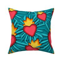 Flaming Hearts Large Blue