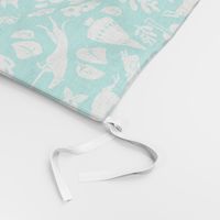 Teal Floral Forest with Hound Small Print