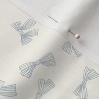Striped Bows - medium scale - Dusty Blue on Ivory White