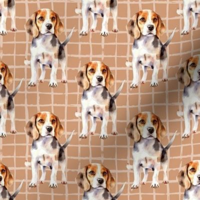 Smaller Watercolor Beagle Dogs Tan