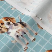 Smaller Watercolor Beagle Dogs Blue
