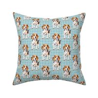 Smaller Watercolor Beagle Dogs Blue