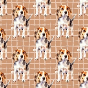 Bigger Watercolor Beagle Dogs Tan