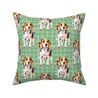 Bigger Watercolor Beagle Dogs Green
