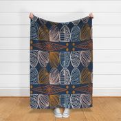 Boho Caribbean Mudcloth: Chic Tribal, Navy Blue, Large