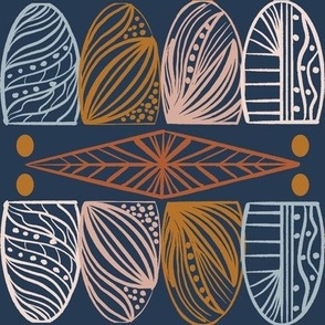 Boho Caribbean Mudcloth: Chic Tribal, Navy Blue, Medium