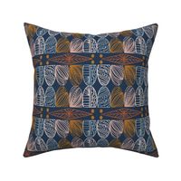 Boho Caribbean Mudcloth: Chic Tribal, Navy Blue, Small 