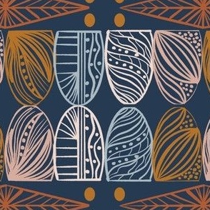 Boho Caribbean Mudcloth: Chic Tribal, Navy Blue, Small 