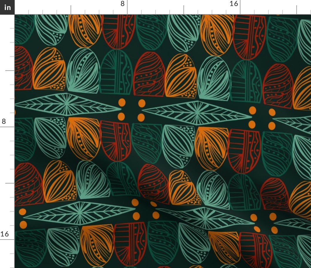 Bold Caribbean Mudcloth: Chic Tribal, Dark Green, Medium