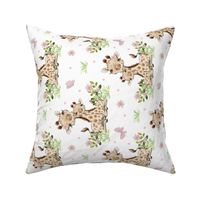 Pink Floral Safari Animals Giraffe Baby Girl Nursery Butterfly Rotated