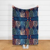 Festive Caribbean Mudcloth: Vibrant Tribal, Cobalt Blue, Large