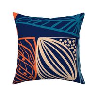 Festive Caribbean Mudcloth: Vibrant Tribal, Cobalt Blue, Large