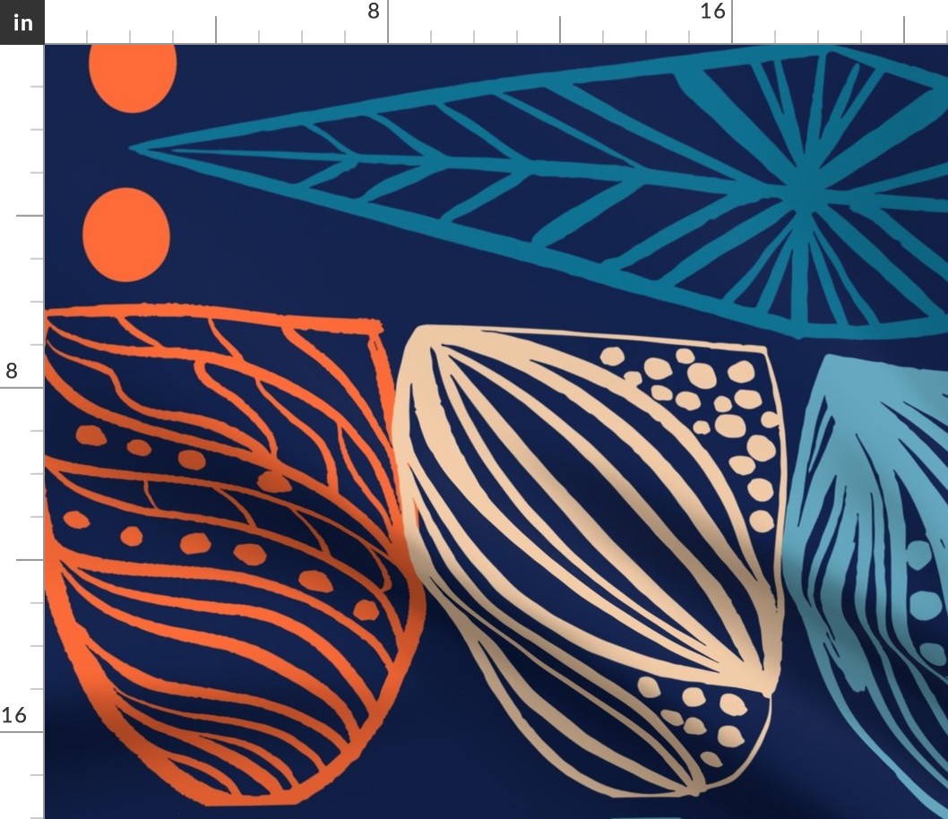 Festive Caribbean Mudcloth: Vibrant Tribal, Cobalt Blue, Large