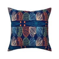 Festive Caribbean Mudcloth: Vibrant Tribal, Cobalt Blue, Medium