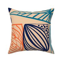 Festive Caribbean Mudcloth: Vibrant Tribal, Peach, Large