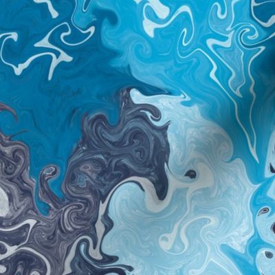 Ocean waves blue white marble effect marbling design