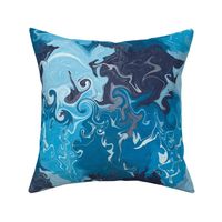 Ocean waves blue white marble effect marbling design