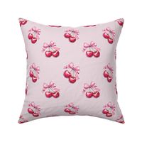 coquette cherries bow pink and red - Medium Scale