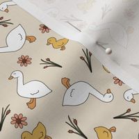 Neutral Floral Ducks