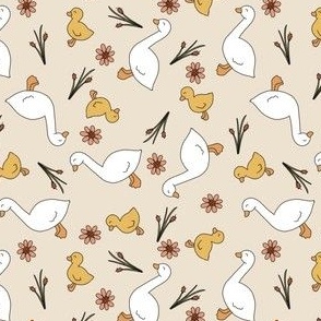 Neutral Floral Ducks