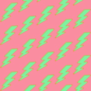 Neon Green Lightning Pink Background Y2K Pattern