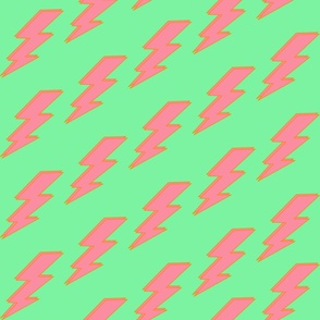 Pink Lightning Neon Green Background Y2K Pattern