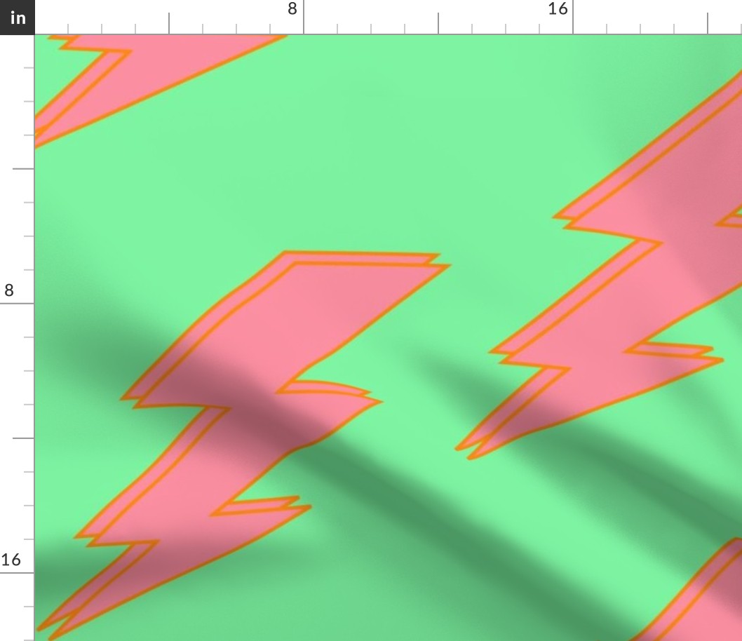 Pink Lightning Neon Green Background Y2K Pattern