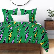 Green Yellow Lightning Background Y2K Pattern