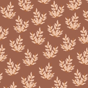 Brown Leaves Vintage Line Leaf Pattern 