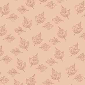 Brown Maple Leaves Vintage Line Leaf Pattern 