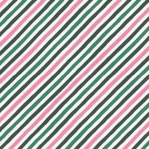 Merry and Bright Diagonal Stripe_Kids Christmas_Small_Sachet Pink